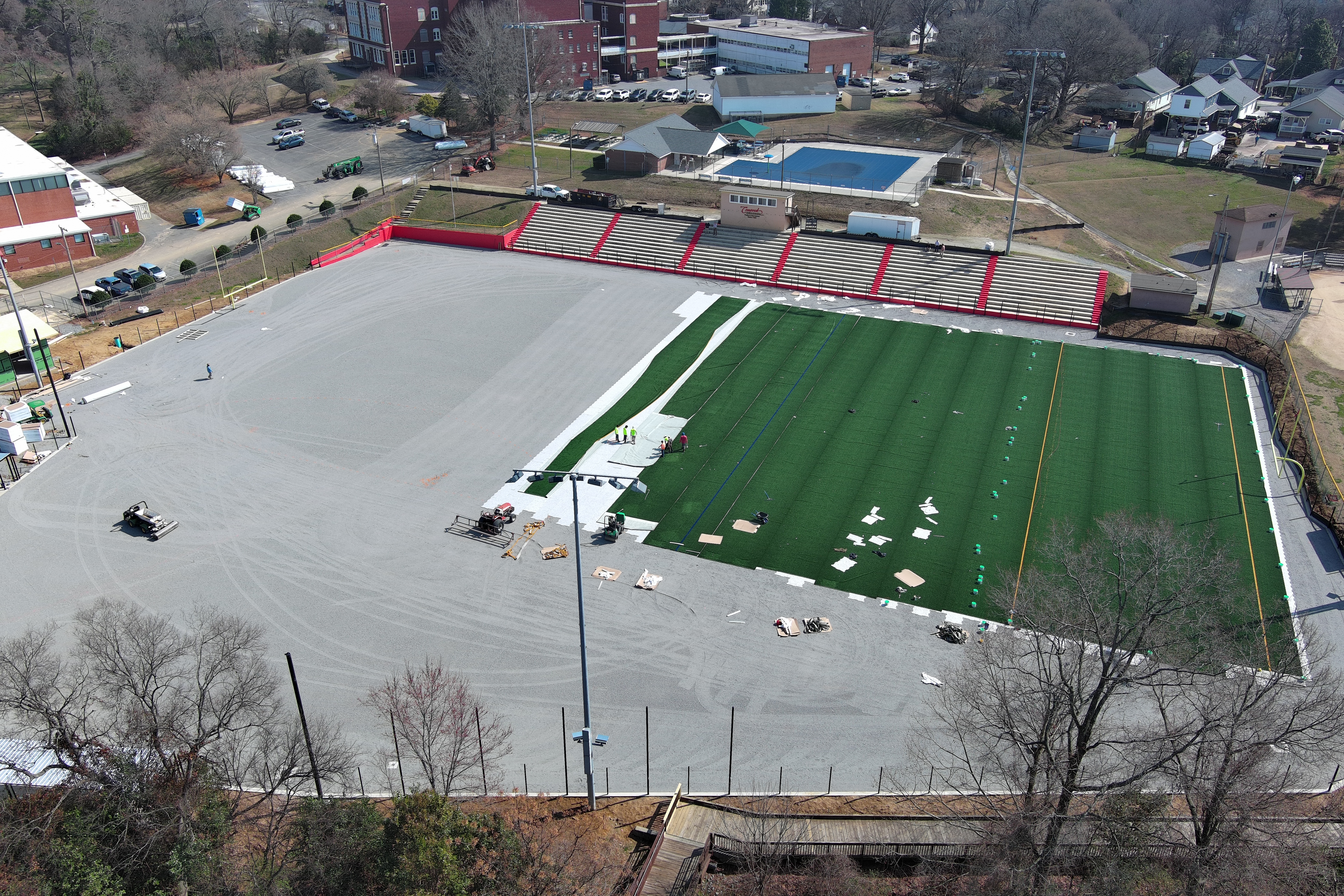Artificial turf installation at the Academy-Gibson Athletic Fields